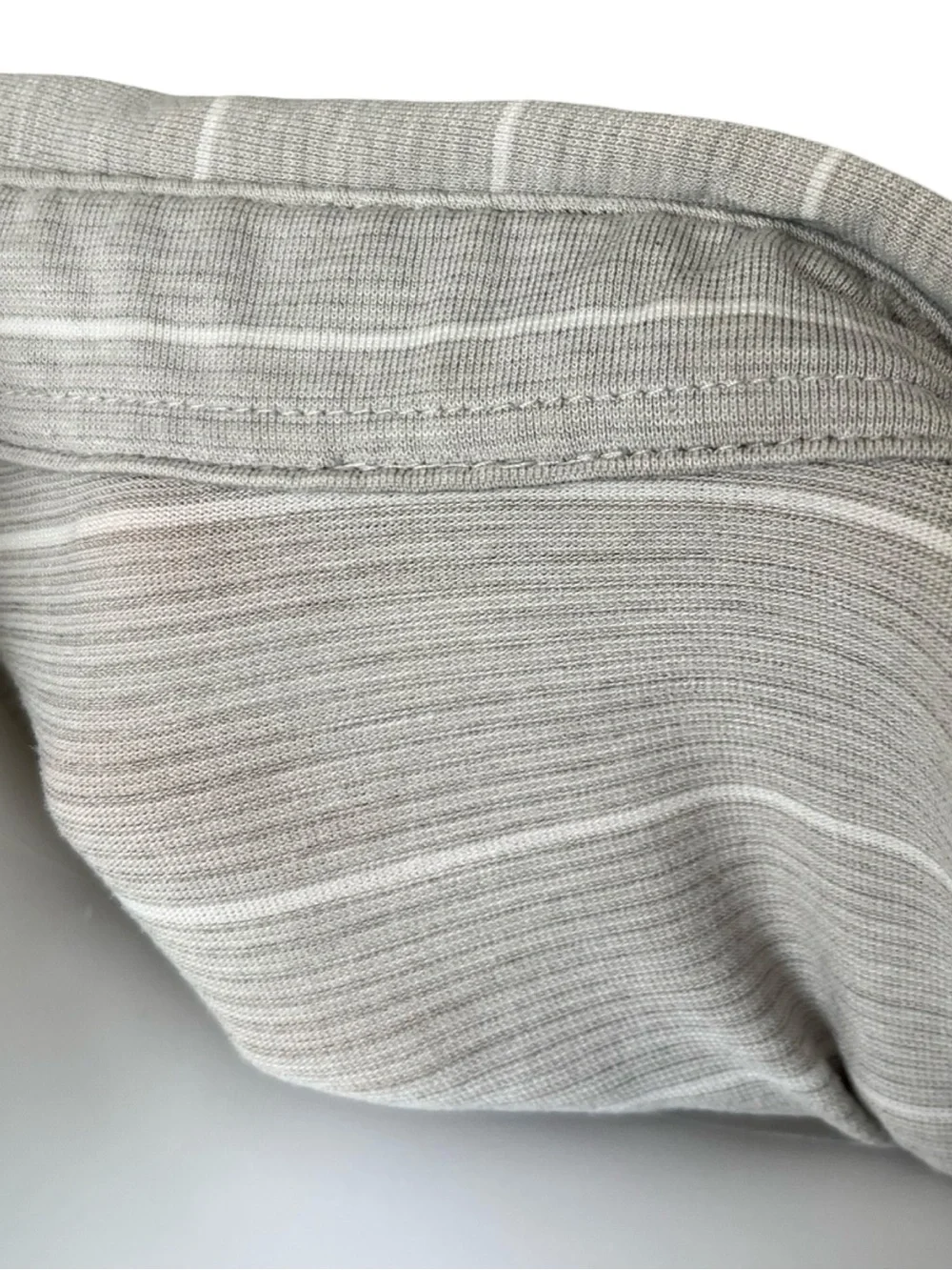 Lululemon Gray Striped Polo Neutral Golf Athletic Athleisure Short Sleeve Mens